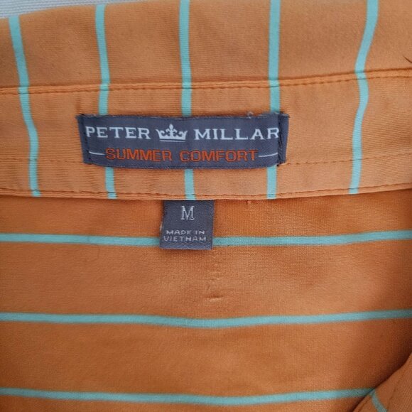 Peter Millar Summer Comfort Striped Collared Short Sleeve Polo Shirt Size Medium - Picture 7 of 12